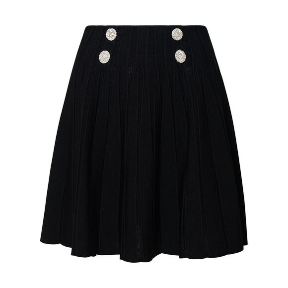 BALMAIN 'Skater' Black Viscose Blend Skirt - Picture 1 of 3